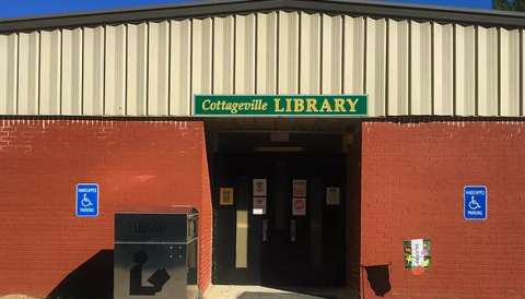 Front of library building