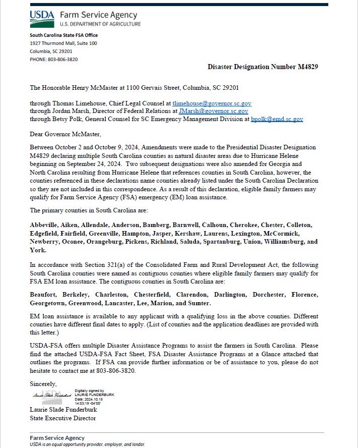 USDA FSA Disaster Designation
