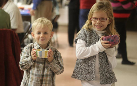 children with ceramics